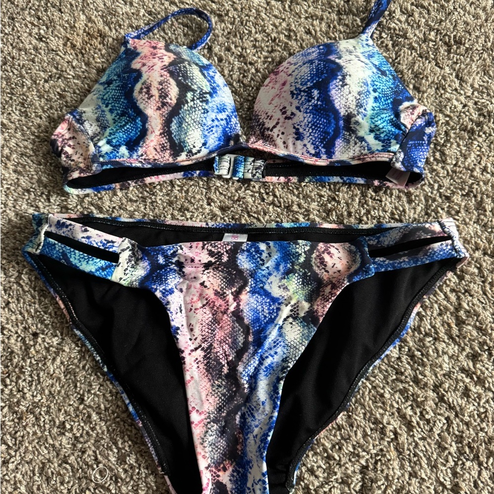 Multicolor Snake Print Bikini Set